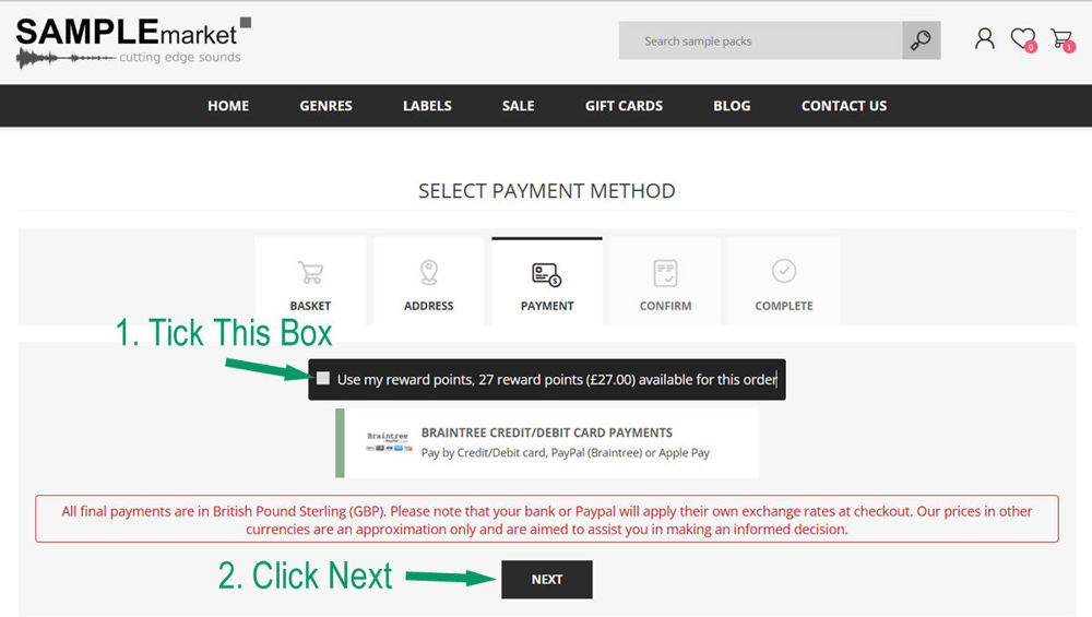 Sample Market Reward Points Program